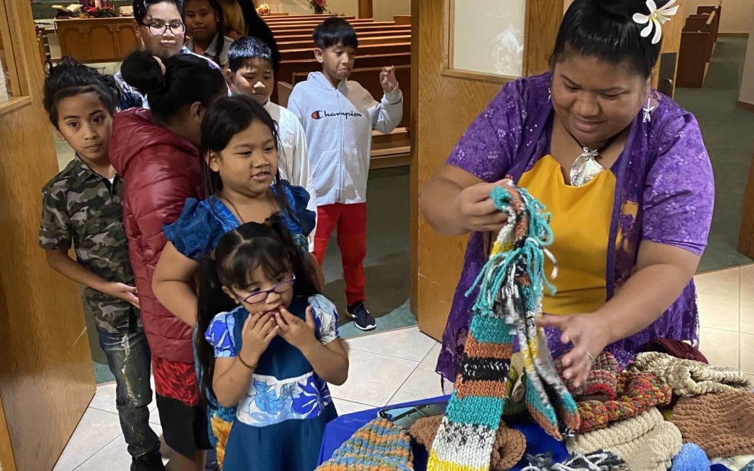 Knitted items shared with Marshallese Church.